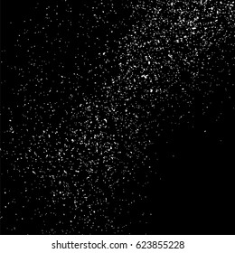 Grainy abstract  texture on  black background.  Snowflakes  design element. Distress overlay textured. Vector illustration,eps 10.
