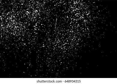 Grainy abstract  texture on  black background.  Snowflakes  design element. Distress overlay textured. Vector illustration,eps 10.