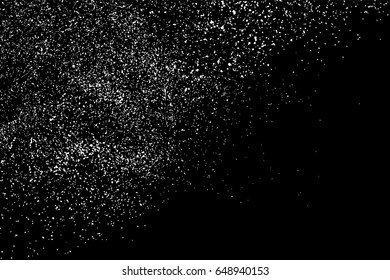 Grainy abstract  texture on  black background.  Snowflakes  design element. Distress overlay textured. Vector illustration,eps 10.
