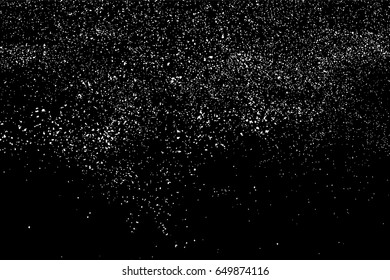 Grainy abstract  texture on  black background.  Snowflakes  design element. Distress overlay textured. Vector illustration,eps 10.
