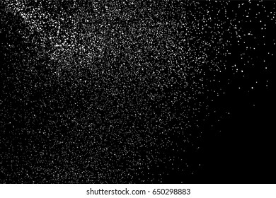 Grainy abstract  texture on  black background.  Snowflakes  design element. Distress overlay textured. Vector illustration,eps 10.