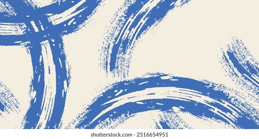 Grainy blue bold brush stroke with spray texture. Hand drawn distress damaged edge vintage template, banner.