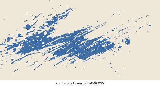 Curso de pincel em negrito azul granulado com textura de spray. Mão desenhada aflição danificado borda vintage modelo, banner.