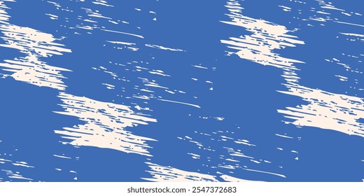 Pincelada azul granulada con textura en spray. Plantilla vintage de borde dañado de distrés dibujado a mano, Anuncio.