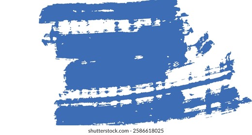 Grainy blue bold brush stroke with spray texture. Hand drawn distress damaged edge vintage template, banner. modern background