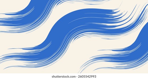 Grainy blue bold brush stroke with spray texture. Hand drawn distress damaged edge vintage template, banner.