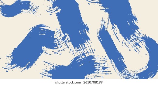 Grainy blue bold brush stroke with spray texture. Hand drawn distress damaged edge vintage template, banner.art