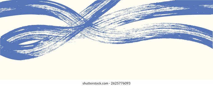 Grainy blue bold brush stroke with spray texture. Damaged vintage banner with zigzag bold line. Spray paint effect vector background.