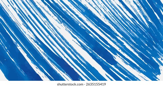 Grainy blue bold brush stroke with spray texture. Hand drawn distress damaged edge vintage template, banner. Grainy bold brush strokes texture with small dots. Retro vector background for posters.