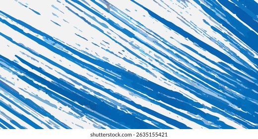 Grainy blue bold brush stroke with spray texture. Hand drawn distress damaged edge vintage template, banner. Grainy bold brush strokes texture with small dots. Retro vector background for posters.