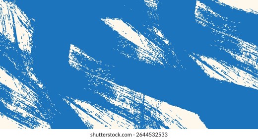 Körniger blauer, kräftiger Pinselstrich mit Spraystruktur. Handgezeichnete Distress beschädigte Kante Vintage Vorlage, Banner. Körnige, fette Pinselstriche mit kleinen Punkten