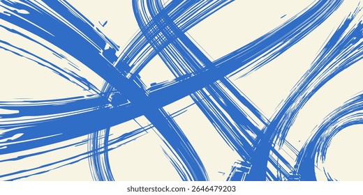 Pincelada azul granulada con textura en spray. Plantilla vintage de borde dañado de distrés dibujado a mano, Anuncio. Textura de trazos de pincel audaz granulado con puntos Pequeños