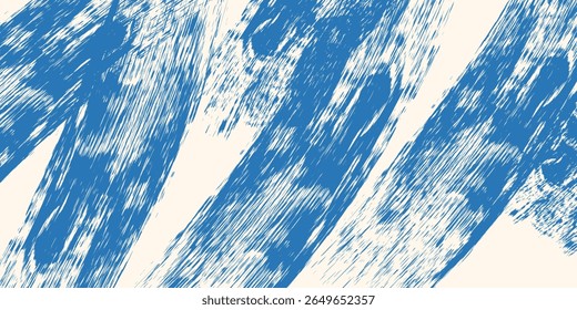 Pincelada azul granulada con textura en spray. Plantilla vintage de borde dañado de distrés dibujado a mano, Anuncio. Textura de trazos de pincel audaz granulado con puntos Pequeños