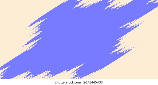 Pincelada azul granulada con textura en spray. Plantilla vintage de borde dañado de distrés dibujado a mano, Anuncio. Textura granulada de trazos de pincel con puntos Pequeños. Fondo de Vector retro para carteles.