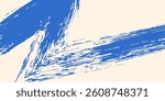 Grainy blue spiral brush stroke with spray texture. Hand drawn distress damaged edge vintage banner with spiral bold line. Grainy bold brush strokes texture with scattered tiny dots.