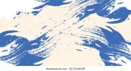 Grainy blue spiral brush stroke with spray texture. Hand drawn distress damaged art modern