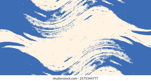 Grainy blue spiral brush stroke with spray texture. Hand drawn distress damaged edge modern simple art