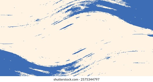 Grainy blue spiral brush stroke with spray texture. Hand drawn distress damaged edge modern simple