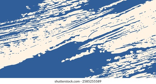 Grainy blue spiral brush stroke with spray texture. Hand drawn distress damaged edge vintage modern art