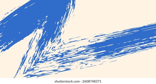 Grainy blue spiral brush stroke with spray texture. Hand drawn distress damaged edge vintage banner with spiral bold line. Grainy bold brush strokes texture with scattered tiny dots.