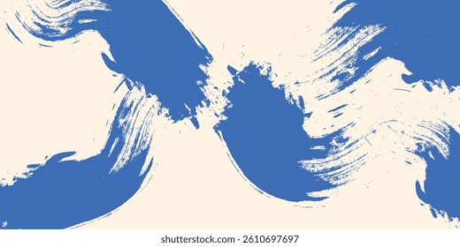 Grainy blue spiral brush stroke with spray texture. Hand drawn distress damaged edge modern simple art