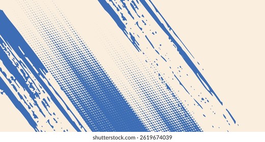 Grainy blue spiral brush stroke with spray texture. Hand drawn distress damaged edge.modern Vector