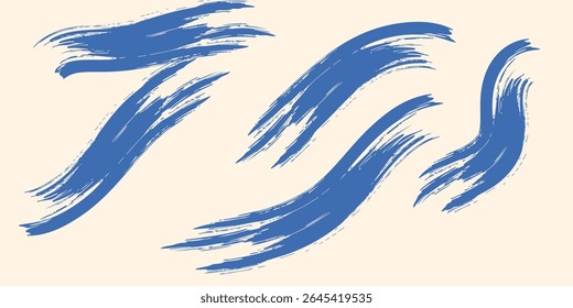 Grainy blue spiral brush stroke with spray texture. Hand drawn distress abstract.Modern vector