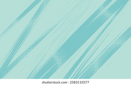 Grainy blue spiral brush strokes with spray texture. Hand drawn horizontal banner with thick blue curved brush strokes. Distress texture background with scattered tiny dots. Retro background.