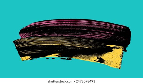 Grainy bold brush stroke with vector texture. High quality distress damaged edge template, banner. Hand drawn grainy bold brush strokes texture with small dots. Retro vector background for posters.