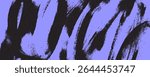 Grainy bold brush strokes texture with scattered tiny dots. Abstract trendy stipple background. Banner with black bold spiral lines on violet. Wavy, spiral brush stroke with sand texture. Graffiti bg.