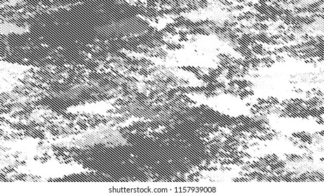 Grainy Distress Grunge Brush Texture. Vintage Dirty Dotted Pattern. Scatter Style Texture. Black and White Monochrome Print Design Background.