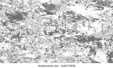 Grainy Distress Grunge Brush Texture. Retro Spotted Pattern. Splatter Style Texture. Black and White Broken, Spotted Print Design Pattern.