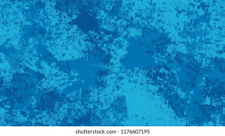 Grainy Distress Grunge Brush Texture. Cartoon Cracked Noisy Surface Pattern Design. Splatter Style Texture. Blue Noise Fashion Print Design Pattern.