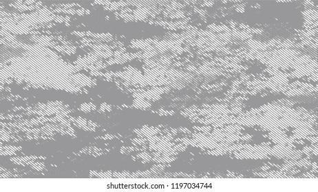 Grainy Distress Grunge Brush Texture. Vintage Dirty Dotted Pattern. Scatter Style Texture. White and Gray Noise Fashion Print Design Pattern.