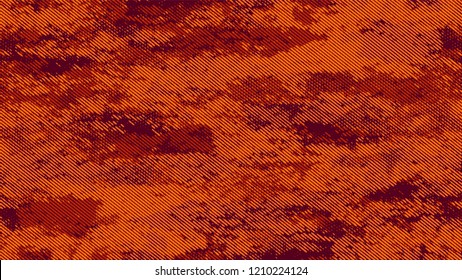 Grainy Distress Grunge Brush Texture. Rough Grungy Pattern Design. Polka Dots Style Texture. Orange and Brown Noise Fashion Print Design Background.