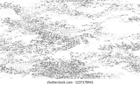 Grainy Distress Grunge Brush Texture. Cartoon Retro Vector Pattern. Scatter Style Texture. Black and White Broken, Spotted Print Design Background.