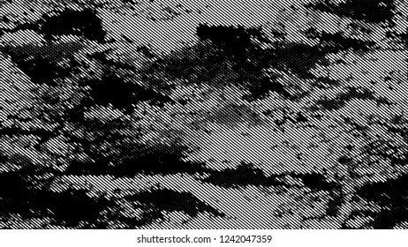 Grainy Distress Grunge Brush Texture. Retro Spotted Pattern. Splatter Style Texture. Black and White Broken, Spotted Print Design Background.