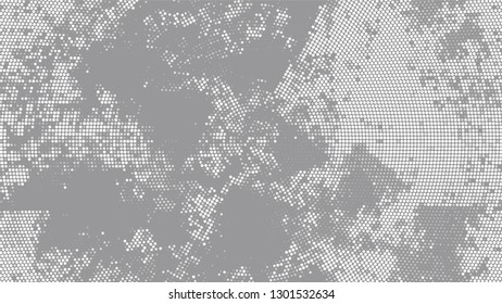 Grainy Distress Grunge Brush Texture. Cartoon Retro Vector Pattern. Scatter Style Texture. White and Gray Monochrome Print Design Pattern.