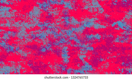 Grainy Distress Grunge Brush Texture. Cartoon Retro Vector Pattern. Splatter Style Texture. Turquoise and Red Broken, Spotted Print Design Pattern.