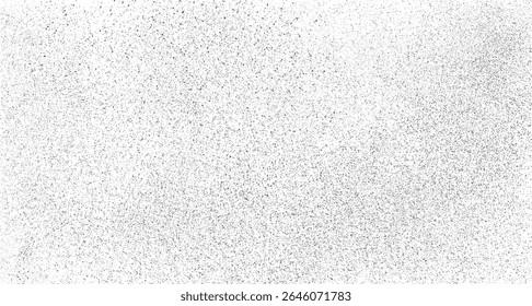Grainy dust texture background. Abstract black and white speckle surface with grunge noise effect. Dirty film grain overlay for vintage design.
