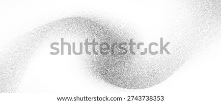 Grainy fading wavy sand texture. Subtle dotted gradient waved background. Gritty backdrop with specks, particles and granules. Grunge grain noise speckle wallpaper for banner, poster, brochure. Vector