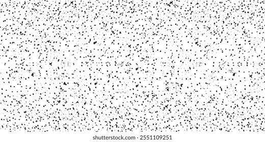 Padrão granulado fino e sem emenda. Textura branca com ruído preto. Fundo caótico manchado com arranhões e pontos