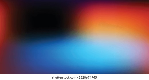 Grainy gradient background blue pink yellow abstract glowing color wave black dark backdrop noise texture banner poster header design. bzckground modern