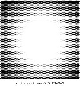 Grainy gradient circle pattern from dots. Grunge noise background. Abstract noise stipple effect. Black dotwork grain texture. Vector halftone round, dots sphere