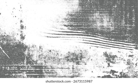 A grainy grey and white abstract texture with horizontal lines and scattered speckles creating a distressed look.