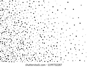 Grainy grunge abstract texture on a white background. Vector splatter of calligraphy ink in black on white background. Black ink blow explosion on white background. Paint spray, drop. Vector. 