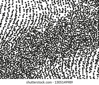 Grainy grunge abstract texture on a white background. Vector splatter of calligraphy ink in black on white background. Black ink blow explosion on white background. Paint spray, drop. Vector. 