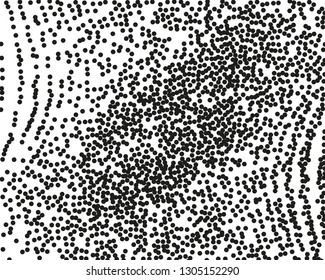 Grainy grunge abstract texture on a white background. Vector splatter of calligraphy ink in black on white background. Black ink blow explosion on white background. Paint spray, drop. Vector. 