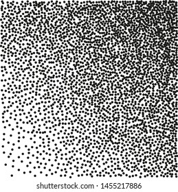 Grainy grunge abstract texture on a white background. Vector splatter of calligraphy ink in black on white background. Black ink blow explosion on white background. Paint spray, drop. 