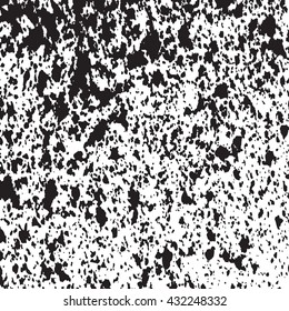 Grainy grunge abstract texture on white background. Vector splatter of calligraphy ink in on black background. Black  ink blow explosion on white background. Paint spray, drop. Vector.